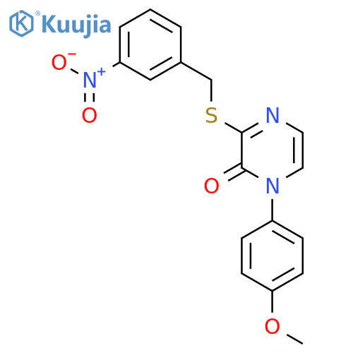 1-(4-methoxyphenyl)-3-{(3-nitrophenyl)methylsulfanyl}-1,2-dihydropyrazin-2-one structure