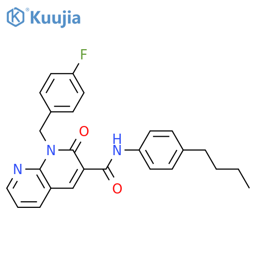 N-(4-butylphenyl)-1-(4-fluorophenyl)methyl-2-oxo-1,2-dihydro-1,8-naphthyridine-3-carboxamide structure