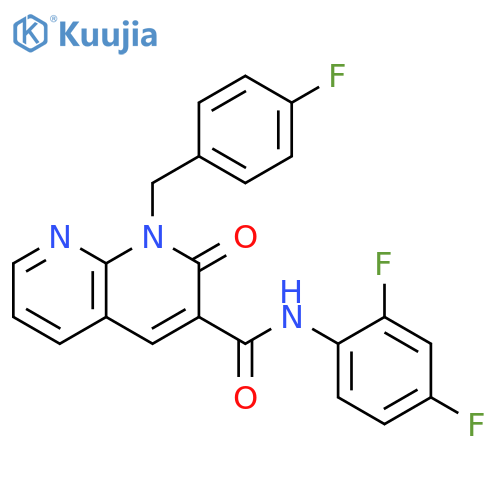N-(2,4-difluorophenyl)-1-(4-fluorophenyl)methyl-2-oxo-1,2-dihydro-1,8-naphthyridine-3-carboxamide structure