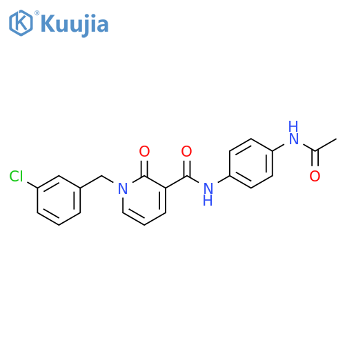1-(3-chlorophenyl)methyl-N-(4-acetamidophenyl)-2-oxo-1,2-dihydropyridine-3-carboxamide structure