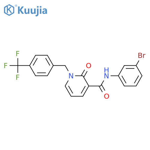 N-(3-bromophenyl)-2-oxo-1-{4-(trifluoromethyl)phenylmethyl}-1,2-dihydropyridine-3-carboxamide structure