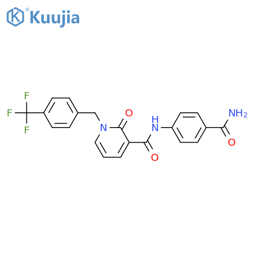N-(4-carbamoylphenyl)-2-oxo-1-{4-(trifluoromethyl)phenylmethyl}-1,2-dihydropyridine-3-carboxamide structure
