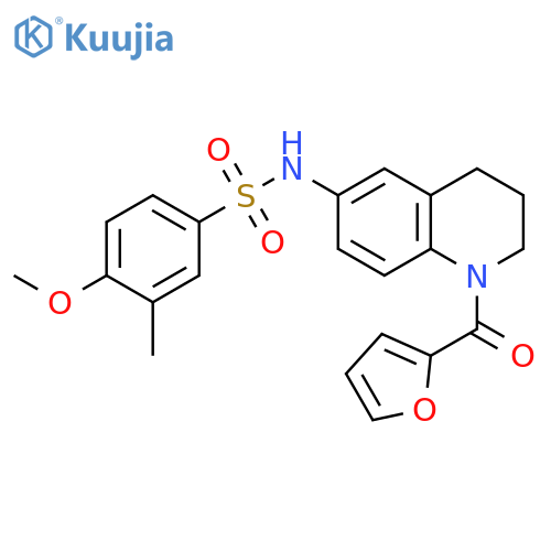 N-1-(furan-2-carbonyl)-1,2,3,4-tetrahydroquinolin-6-yl-4-methoxy-3-methylbenzene-1-sulfonamide structure