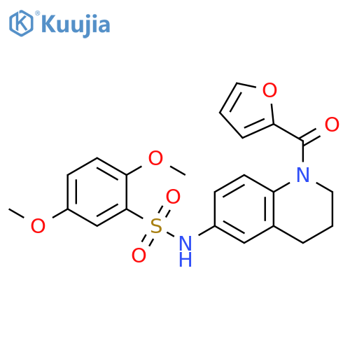 N-1-(furan-2-carbonyl)-1,2,3,4-tetrahydroquinolin-6-yl-2,5-dimethoxybenzene-1-sulfonamide structure