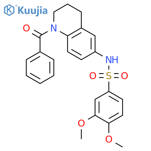 N-(1-benzoyl-1,2,3,4-tetrahydroquinolin-6-yl)-3,4-dimethoxybenzene-1-sulfonamide structure