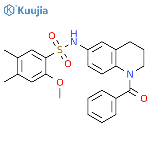 N-(1-benzoyl-1,2,3,4-tetrahydroquinolin-6-yl)-2-methoxy-4,5-dimethylbenzene-1-sulfonamide structure