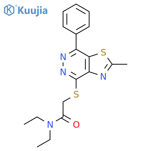 N,N-diethyl-2-({2-methyl-7-phenyl-1,3thiazolo4,5-dpyridazin-4-yl}sulfanyl)acetamide structure
