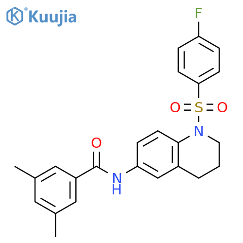 N-1-(4-fluorobenzenesulfonyl)-1,2,3,4-tetrahydroquinolin-6-yl-3,5-dimethylbenzamide structure
