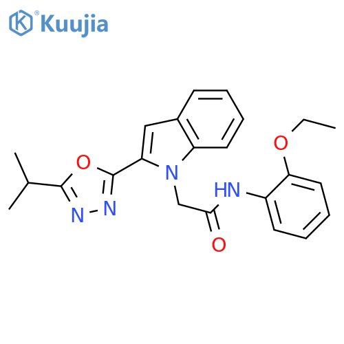 N-(2-ethoxyphenyl)-2-{2-5-(propan-2-yl)-1,3,4-oxadiazol-2-yl-1H-indol-1-yl}acetamide structure