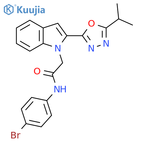 N-(4-bromophenyl)-2-{2-5-(propan-2-yl)-1,3,4-oxadiazol-2-yl-1H-indol-1-yl}acetamide structure