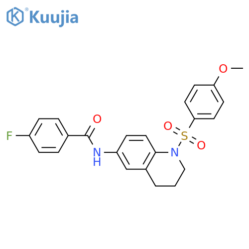 4-fluoro-N-1-(4-methoxybenzenesulfonyl)-1,2,3,4-tetrahydroquinolin-6-ylbenzamide structure