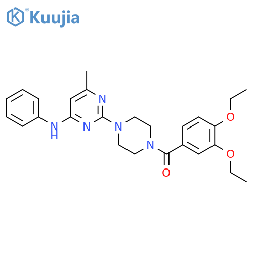 2-4-(3,4-diethoxybenzoyl)piperazin-1-yl-6-methyl-N-phenylpyrimidin-4-amine structure