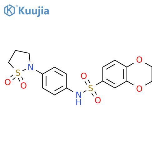 N-4-(1,1-dioxo-1lambda6,2-thiazolidin-2-yl)phenyl-2,3-dihydro-1,4-benzodioxine-6-sulfonamide structure