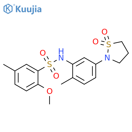 N-5-(1,1-dioxo-1lambda6,2-thiazolidin-2-yl)-2-methylphenyl-2-methoxy-5-methylbenzene-1-sulfonamide structure
