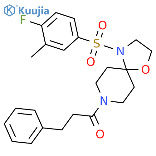 1-4-(4-fluoro-3-methylbenzenesulfonyl)-1-oxa-4,8-diazaspiro4.5decan-8-yl-3-phenylpropan-1-one structure
