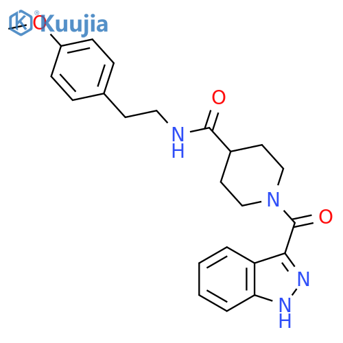 1-(1H-indazole-3-carbonyl)-N-2-(4-methoxyphenyl)ethylpiperidine-4-carboxamide structure