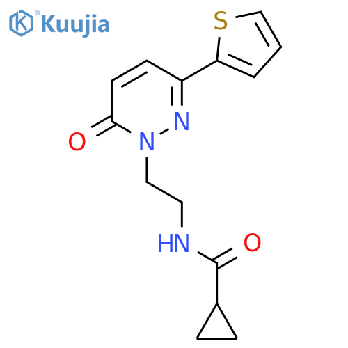 N-{2-6-oxo-3-(thiophen-2-yl)-1,6-dihydropyridazin-1-ylethyl}cyclopropanecarboxamide structure