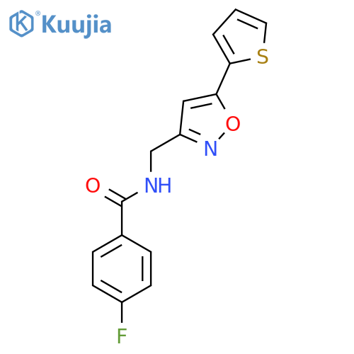4-fluoro-N-{5-(thiophen-2-yl)-1,2-oxazol-3-ylmethyl}benzamide structure