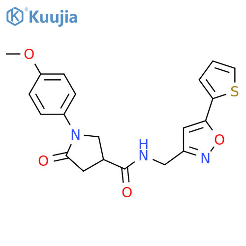 1-(4-methoxyphenyl)-5-oxo-N-{5-(thiophen-2-yl)-1,2-oxazol-3-ylmethyl}pyrrolidine-3-carboxamide structure