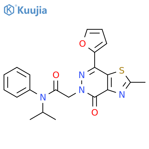 2-7-(furan-2-yl)-2-methyl-4-oxo-4H,5H-1,3thiazolo4,5-dpyridazin-5-yl-N-phenyl-N-(propan-2-yl)acetamide structure