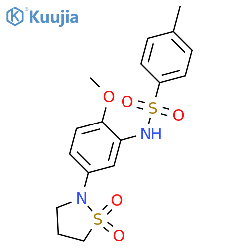 N-5-(1,1-dioxo-1lambda6,2-thiazolidin-2-yl)-2-methoxyphenyl-4-methylbenzene-1-sulfonamide structure