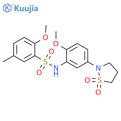 N-5-(1,1-dioxo-1lambda6,2-thiazolidin-2-yl)-2-methoxyphenyl-2-methoxy-5-methylbenzene-1-sulfonamide structure
