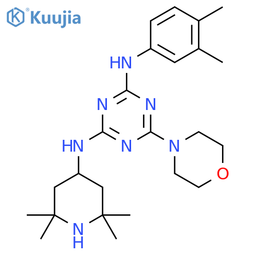 N2-(3,4-dimethylphenyl)-6-(morpholin-4-yl)-N4-(2,2,6,6-tetramethylpiperidin-4-yl)-1,3,5-triazine-2,4-diamine structure