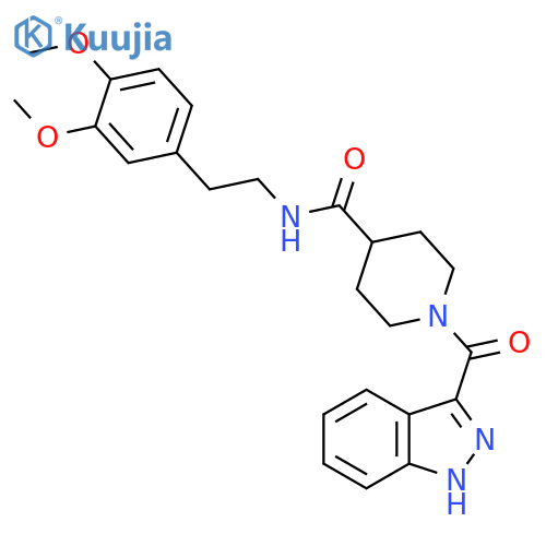 N-2-(3,4-dimethoxyphenyl)ethyl-1-(1H-indazole-3-carbonyl)piperidine-4-carboxamide structure