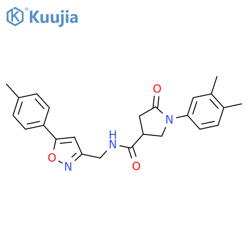 1-(3,4-dimethylphenyl)-N-{5-(4-methylphenyl)-1,2-oxazol-3-ylmethyl}-5-oxopyrrolidine-3-carboxamide structure