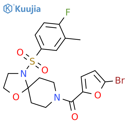 8-(5-bromofuran-2-carbonyl)-4-(4-fluoro-3-methylbenzenesulfonyl)-1-oxa-4,8-diazaspiro4.5decane structure