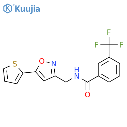 N-{5-(thiophen-2-yl)-1,2-oxazol-3-ylmethyl}-3-(trifluoromethyl)benzamide structure