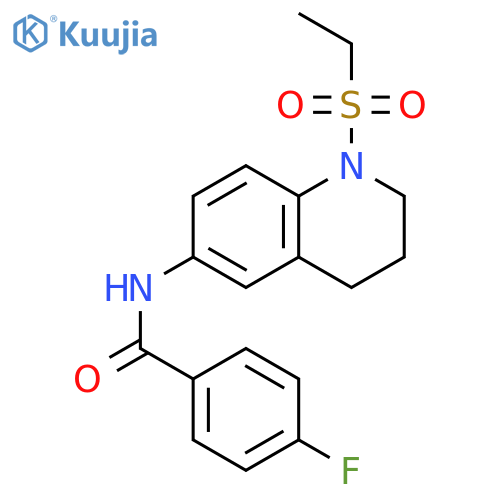 N-1-(ethanesulfonyl)-1,2,3,4-tetrahydroquinolin-6-yl-4-fluorobenzamide structure
