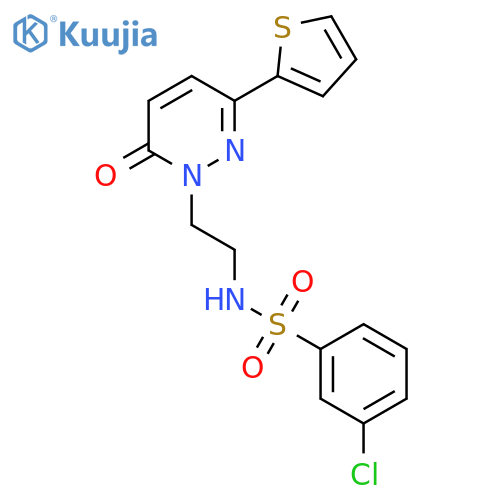 3-chloro-N-{2-6-oxo-3-(thiophen-2-yl)-1,6-dihydropyridazin-1-ylethyl}benzene-1-sulfonamide structure