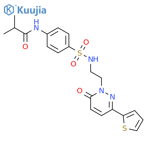 2-methyl-N-4-({2-6-oxo-3-(thiophen-2-yl)-1,6-dihydropyridazin-1-ylethyl}sulfamoyl)phenylpropanamide structure