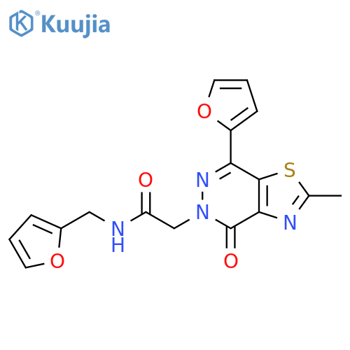 2-7-(furan-2-yl)-2-methyl-4-oxo-4H,5H-1,3thiazolo4,5-dpyridazin-5-yl-N-(furan-2-yl)methylacetamide structure