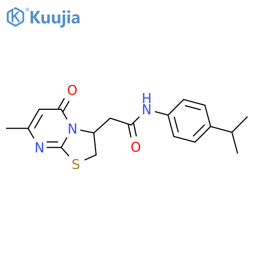 2-(7-methyl-5-oxo-2,3-dihydro-[1,3]thiazolo[3,2-a]pyrimidin-3-yl)-N-(4-propan-2-ylphenyl)acetamide structure