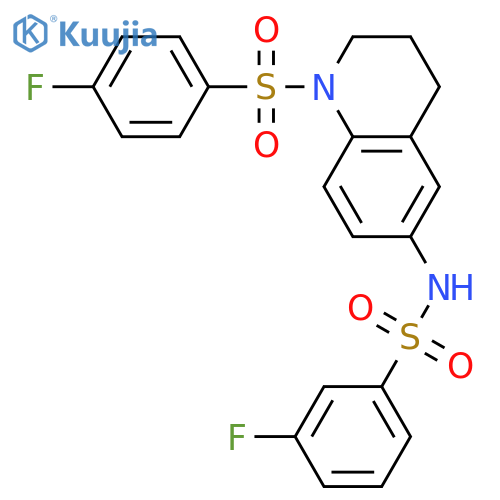 3-fluoro-N-1-(4-fluorobenzenesulfonyl)-1,2,3,4-tetrahydroquinolin-6-ylbenzene-1-sulfonamide structure