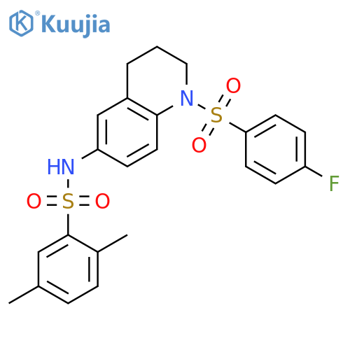 N-1-(4-fluorobenzenesulfonyl)-1,2,3,4-tetrahydroquinolin-6-yl-2,5-dimethylbenzene-1-sulfonamide structure