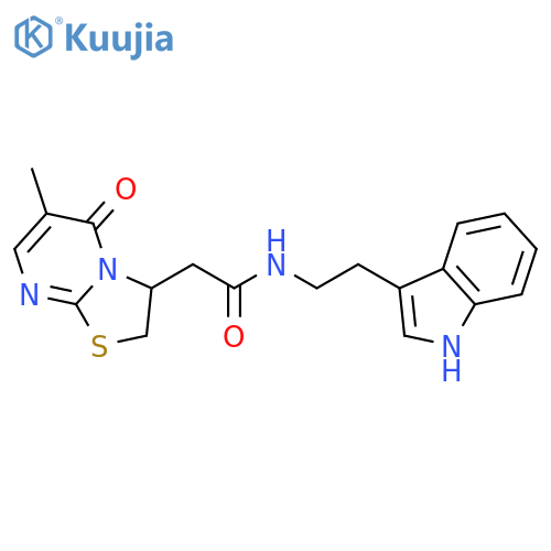 5H-Thiazolo[3,2-a]pyrimidine-3-acetamide, 2,3-dihydro-N-[2-(1H-indol-3-yl)ethyl]-6-methyl-5-oxo- structure