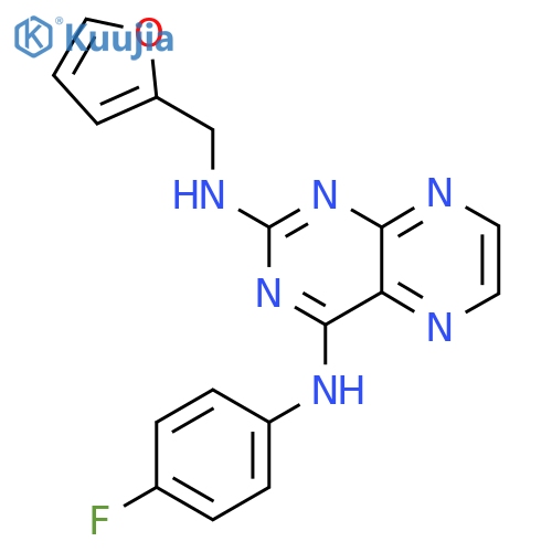 N4-(4-fluorophenyl)-N2-(furan-2-yl)methylpteridine-2,4-diamine structure
