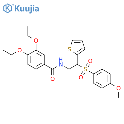 3,4-diethoxy-N-2-(4-methoxybenzenesulfonyl)-2-(thiophen-2-yl)ethylbenzamide structure