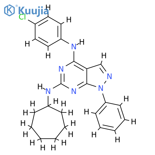 N4-(4-chlorophenyl)-N6-cycloheptyl-1-phenyl-1H-pyrazolo3,4-dpyrimidine-4,6-diamine structure