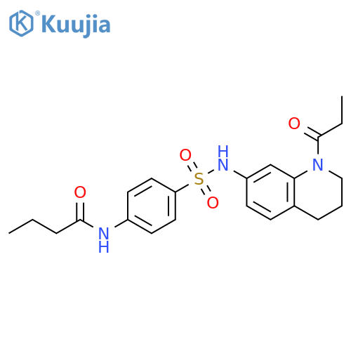 N-{4-(1-propanoyl-1,2,3,4-tetrahydroquinolin-7-yl)sulfamoylphenyl}butanamide structure