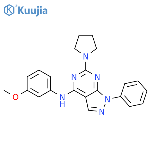 N-(3-methoxyphenyl)-1-phenyl-6-(pyrrolidin-1-yl)-1H-pyrazolo3,4-dpyrimidin-4-amine structure