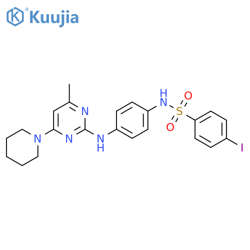 4-iodo-N-(4-{4-methyl-6-(piperidin-1-yl)pyrimidin-2-ylamino}phenyl)benzene-1-sulfonamide structure