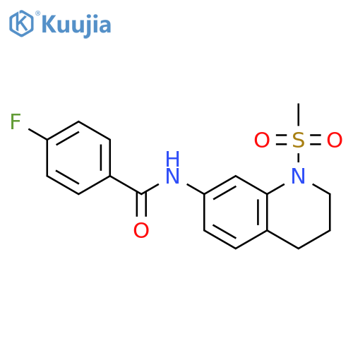 4-fluoro-N-(1-methanesulfonyl-1,2,3,4-tetrahydroquinolin-7-yl)benzamide structure