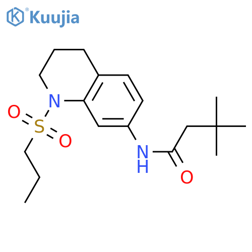 3,3-dimethyl-N-1-(propane-1-sulfonyl)-1,2,3,4-tetrahydroquinolin-7-ylbutanamide structure