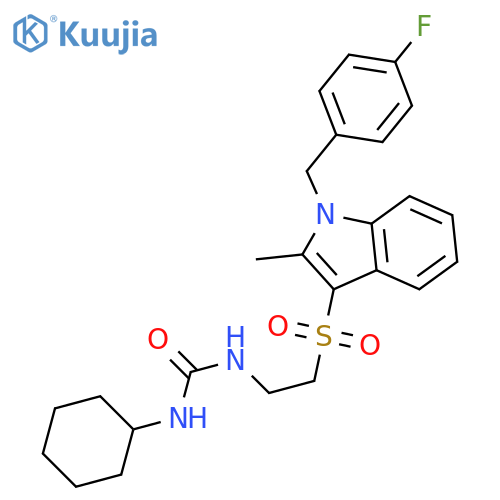 1-cyclohexyl-3-2-({1-(4-fluorophenyl)methyl-2-methyl-1H-indol-3-yl}sulfonyl)ethylurea structure