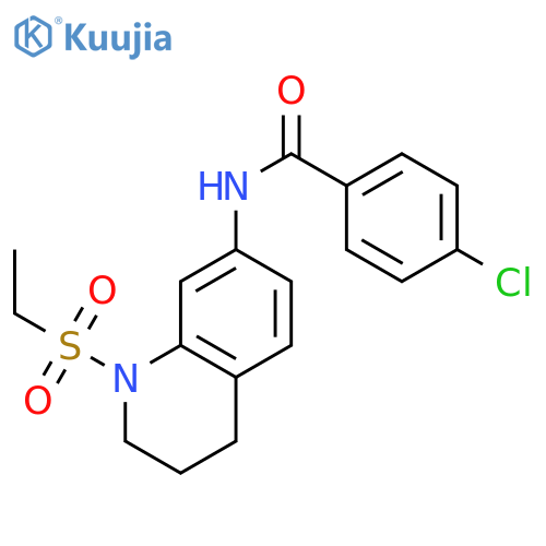 4-chloro-N-1-(ethanesulfonyl)-1,2,3,4-tetrahydroquinolin-7-ylbenzamide structure