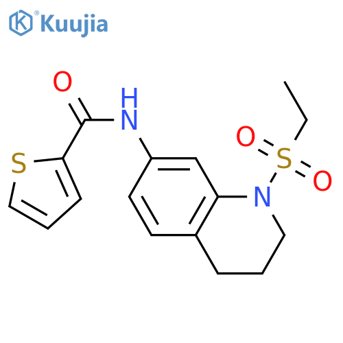 N-1-(ethanesulfonyl)-1,2,3,4-tetrahydroquinolin-7-ylthiophene-2-carboxamide structure